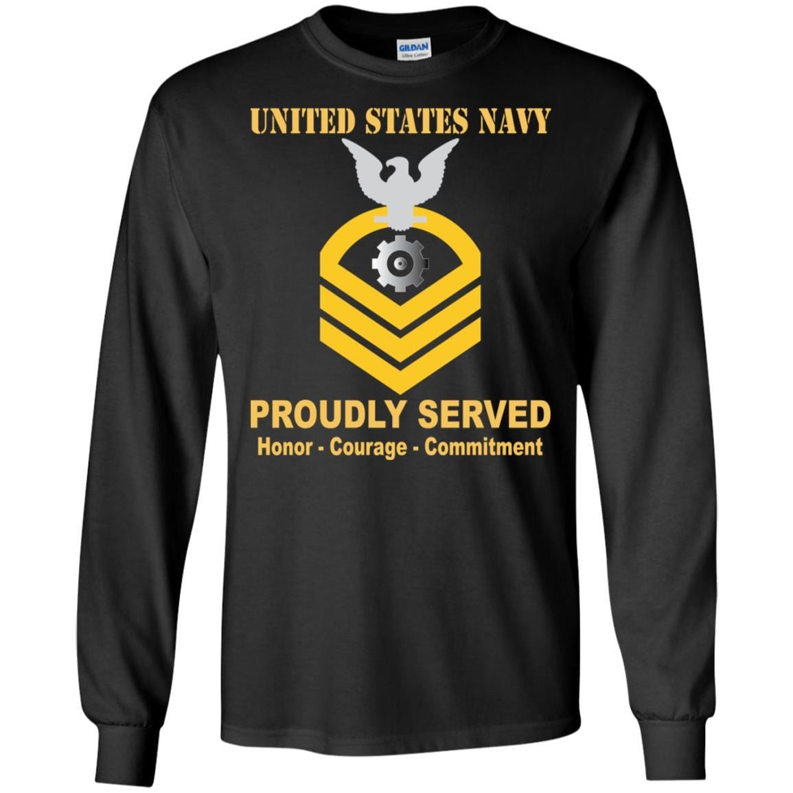 U.S Navy Engineman Navy EN E-7 Rating Badges Proudly Served T-Shirt For Men On Front-TShirt-Navy-Veterans Nation