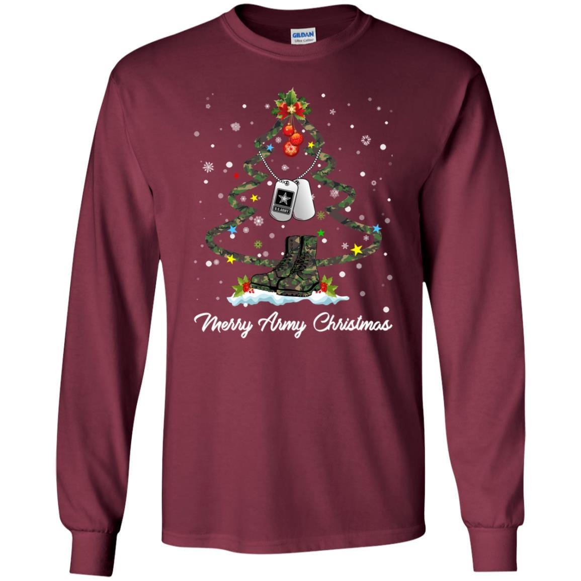 Merry Army Christmas T-Shirt For Men On Front-TShirt-Army-Veterans Nation