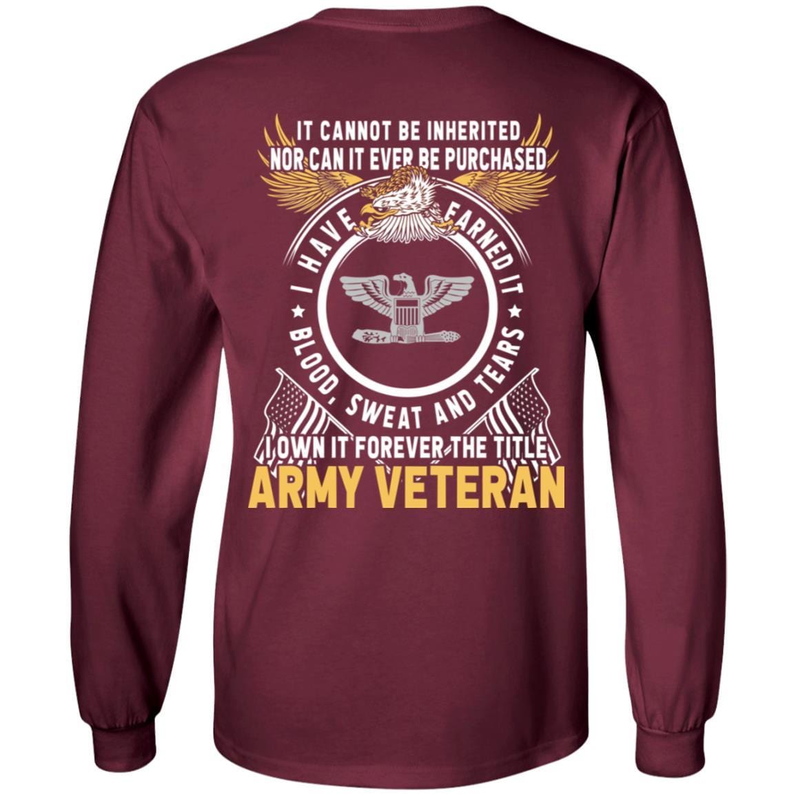 US Army O-6 Colonel O6 COL Field Officer Ranks T-Shirt For Men On Back-TShirt-Army-Veterans Nation