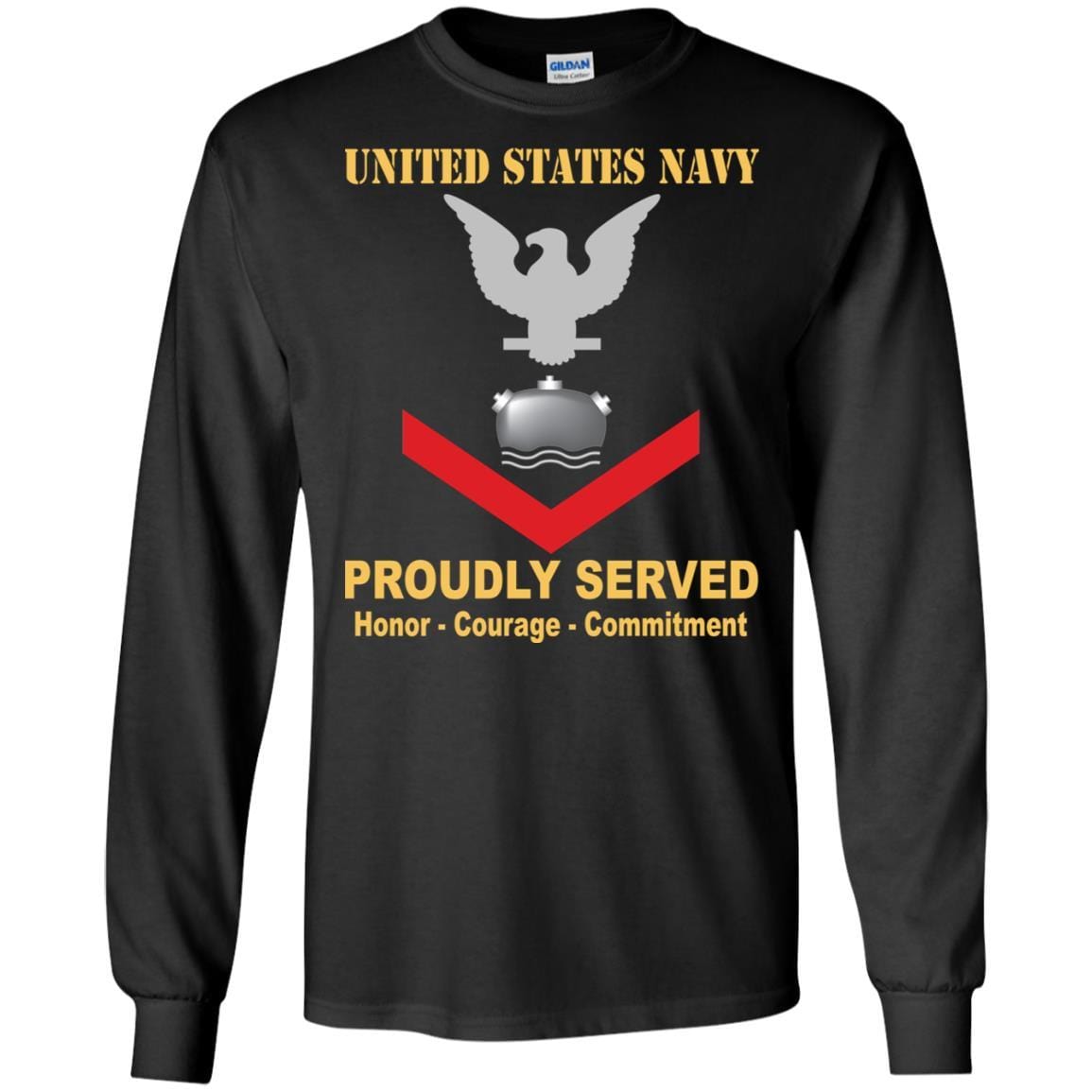 Navy Mineman Navy MN E-4 Rating Badges Proudly Served T-Shirt For Men On Front-TShirt-Navy-Veterans Nation