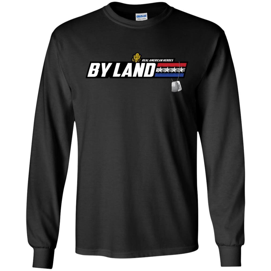 US Army T-Shirt "Real American Heroes By Land" O-10 General(GEN) On Front-TShirt-Army-Veterans Nation