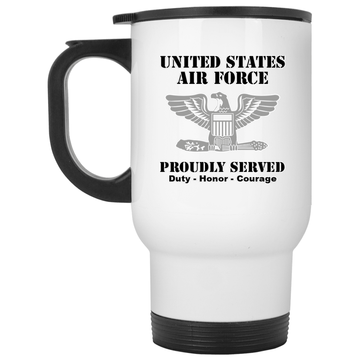 US Air Force O-6 Colonel Col O6 Field Officer Ranks White Coffee Mug - Stainless Travel Mug-Mug-USAF-Ranks-Veterans Nation