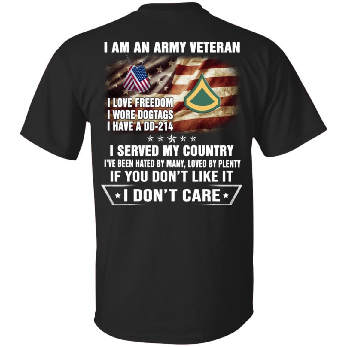 T-Shirt "I Am An Army Veteran" E-3 Private First Class(PFC)Rank On Back-TShirt-Army-Veterans Nation