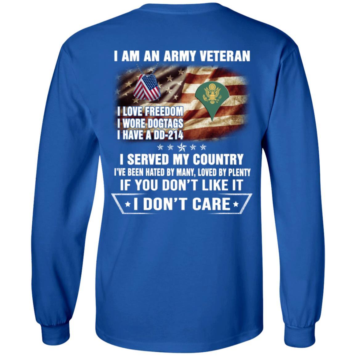 T-Shirt "I Am An Army Veteran" E-4 SPC(SP4)Rank On Back-TShirt-Army-Veterans Nation