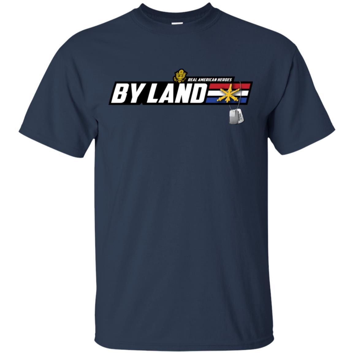 US Army T-Shirt "Air Defense Artillery Real American Heroes By Land" On Front-TShirt-Army-Veterans Nation