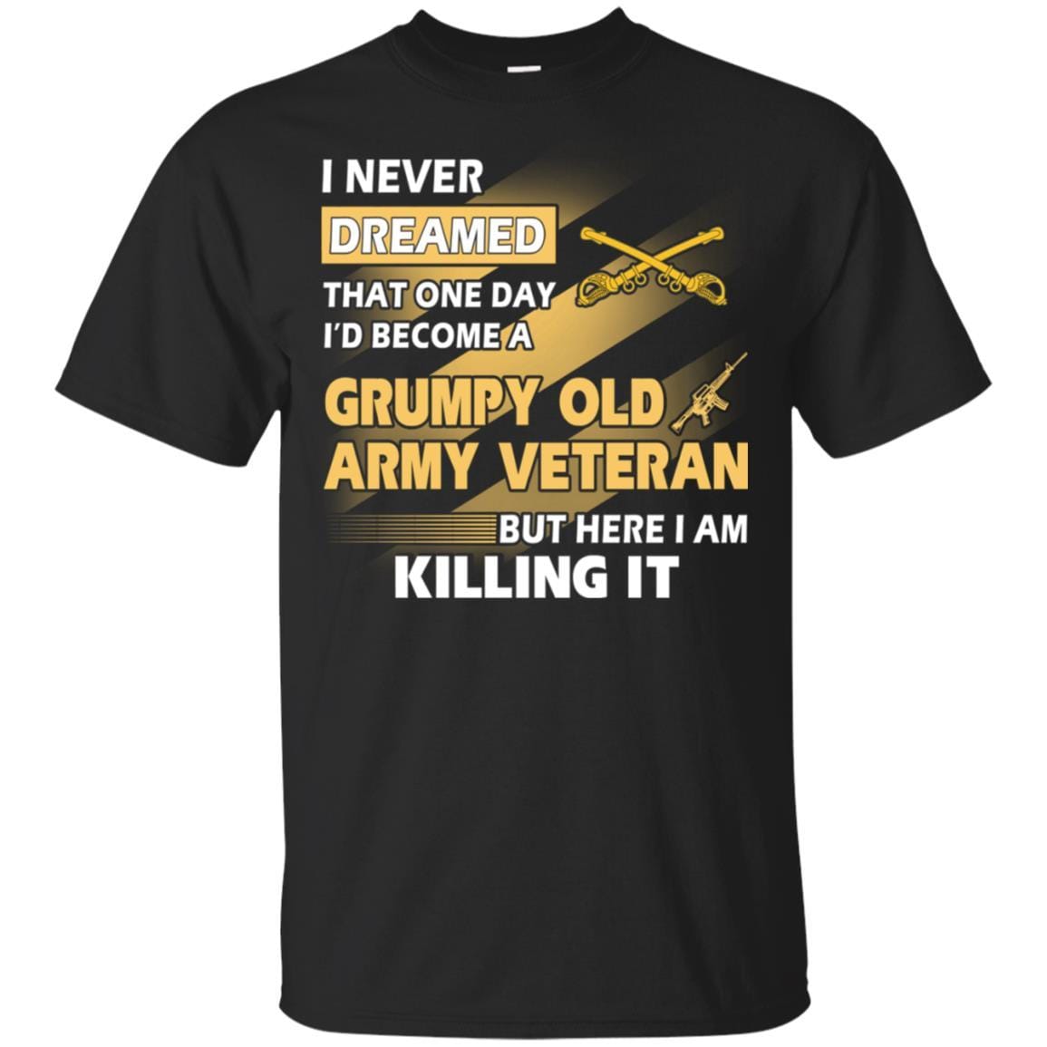 US Army T-Shirt "Cavalry Grumpy Old Veteran" On Front-TShirt-Army-Veterans Nation