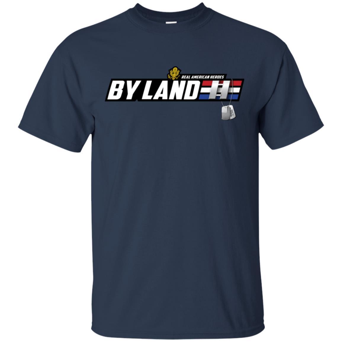 US Army T-Shirt "Real American Heroes By Land" O-3 Captain(CPT) On Front-TShirt-Army-Veterans Nation