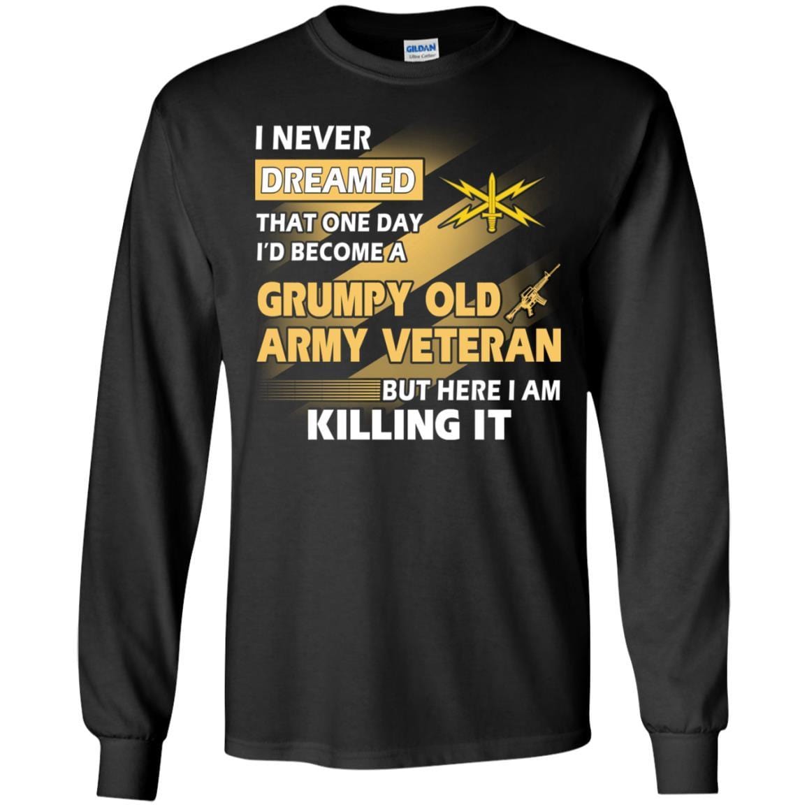 US Army T-Shirt "Cyber Corps Grumpy Old Veteran" On Front-TShirt-Army-Veterans Nation