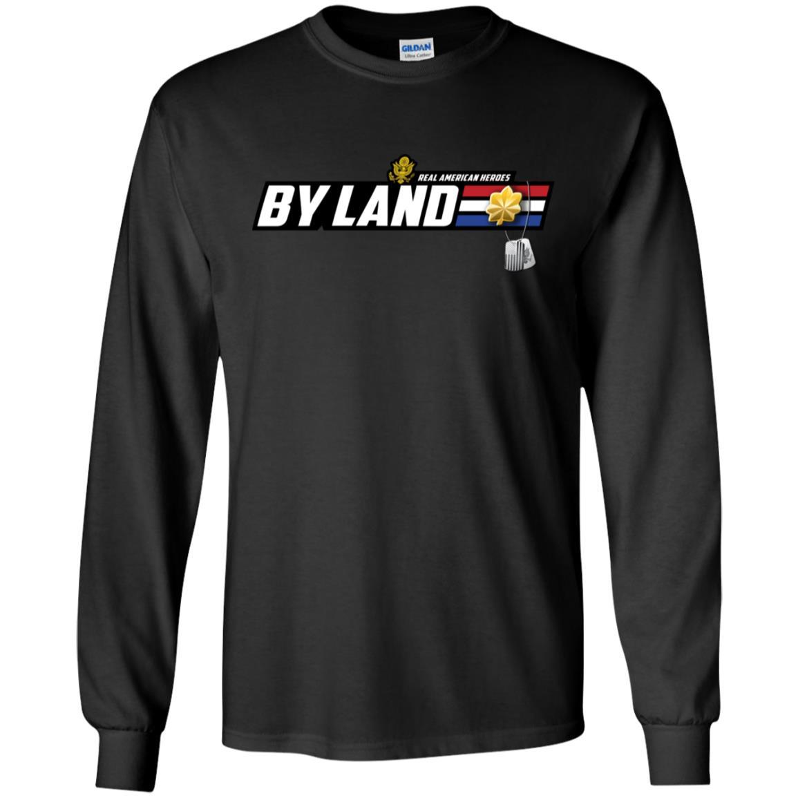US Army T-Shirt "Real American Heroes By Land" O-4 Major(MAJ) On Front-TShirt-Army-Veterans Nation
