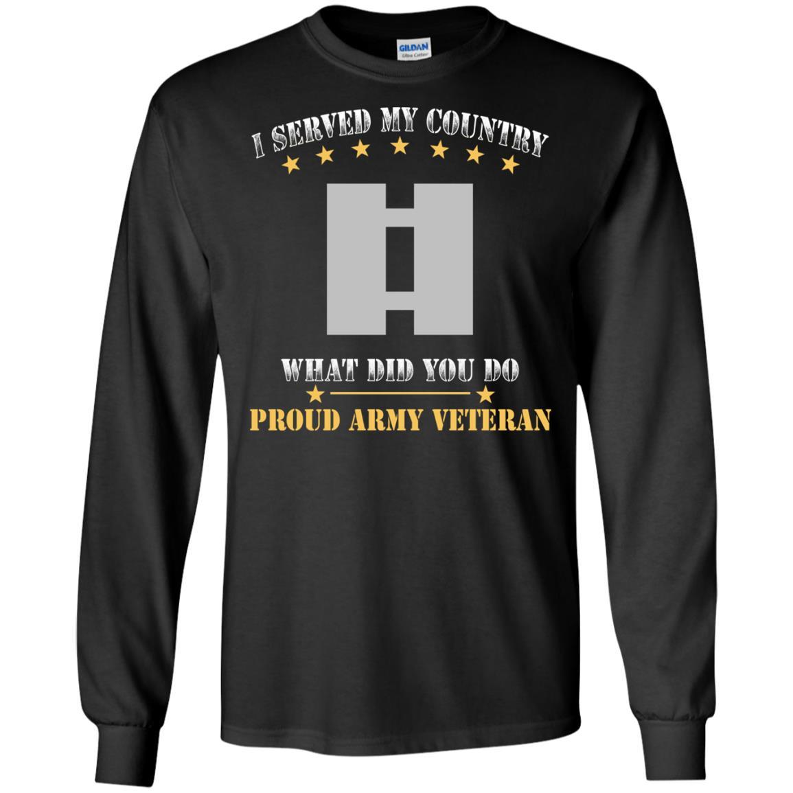 US Army O-3 Captain O3 CPT Commissioned Officer Ranks Men Front T Shirt - Proud US Army Veteran-TShirt-Army-Veterans Nation