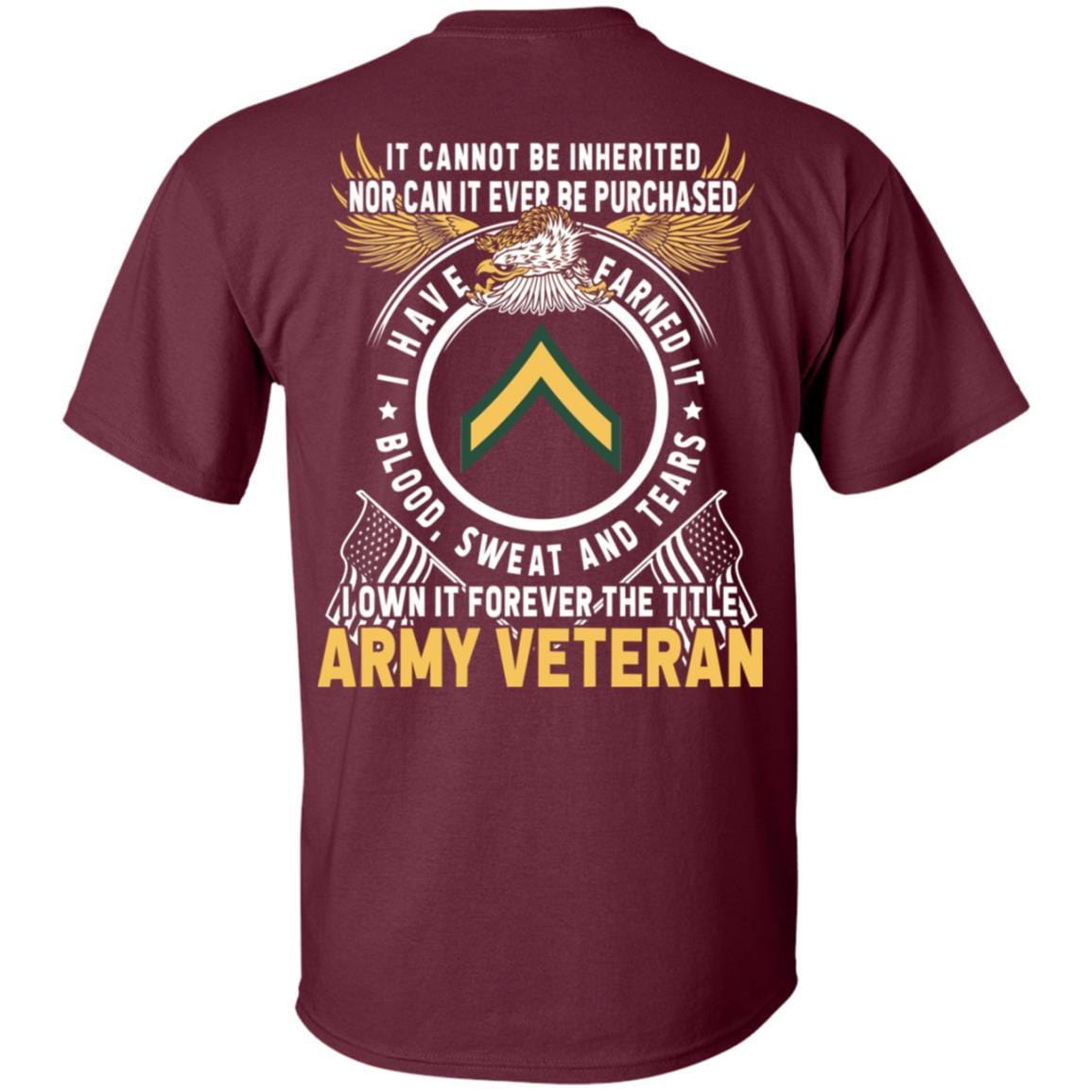 Army E-2 PV2 E2 Private Second Class Ranks T-Shirt For Men On Back-TShirt-Army-Veterans Nation