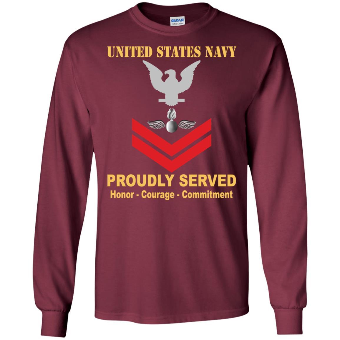 Navy Aviation Ordnanceman Navy AO E-5 Rating Badges Proudly Served T-Shirt For Men On Front-TShirt-Navy-Veterans Nation