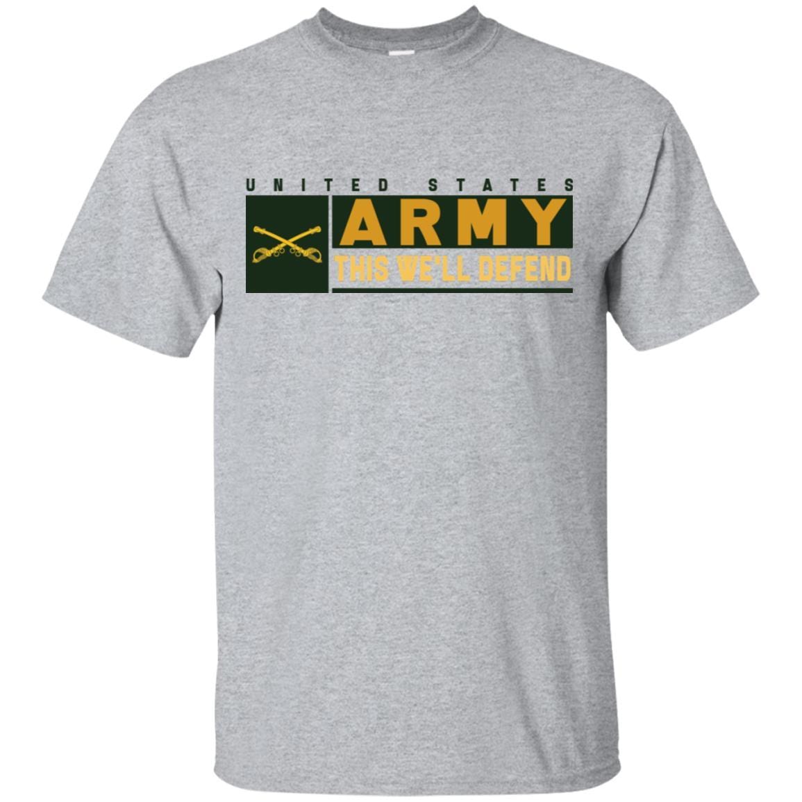 Military T-Shirt "United States Cavalry- This We'll Defend On" Front For Men-TShirt-General-Veterans Nation