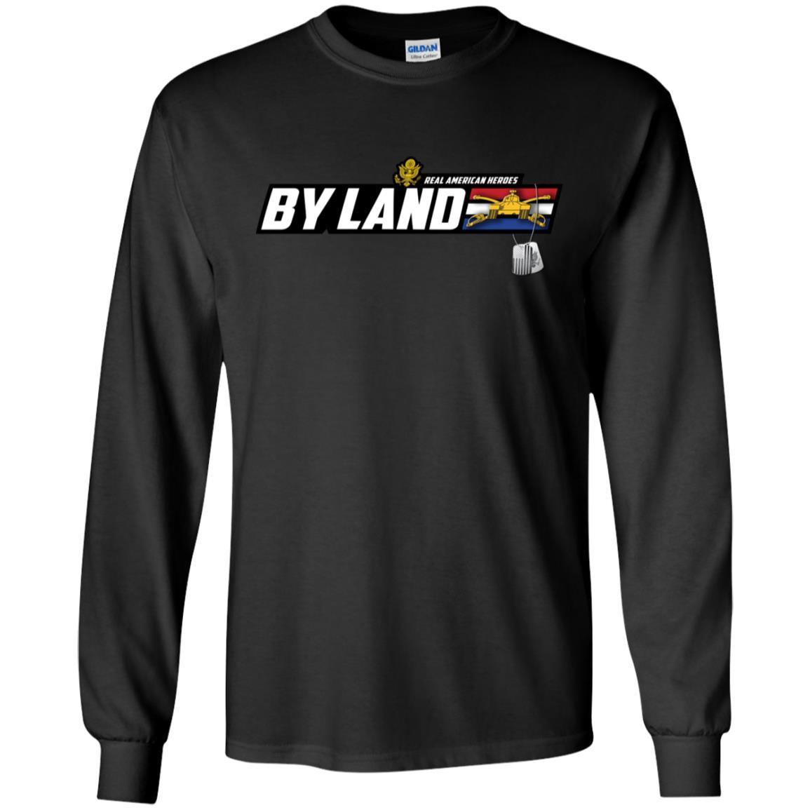 US Army T-Shirt "Armor Real American Heroes By Land" On Front-TShirt-Army-Veterans Nation