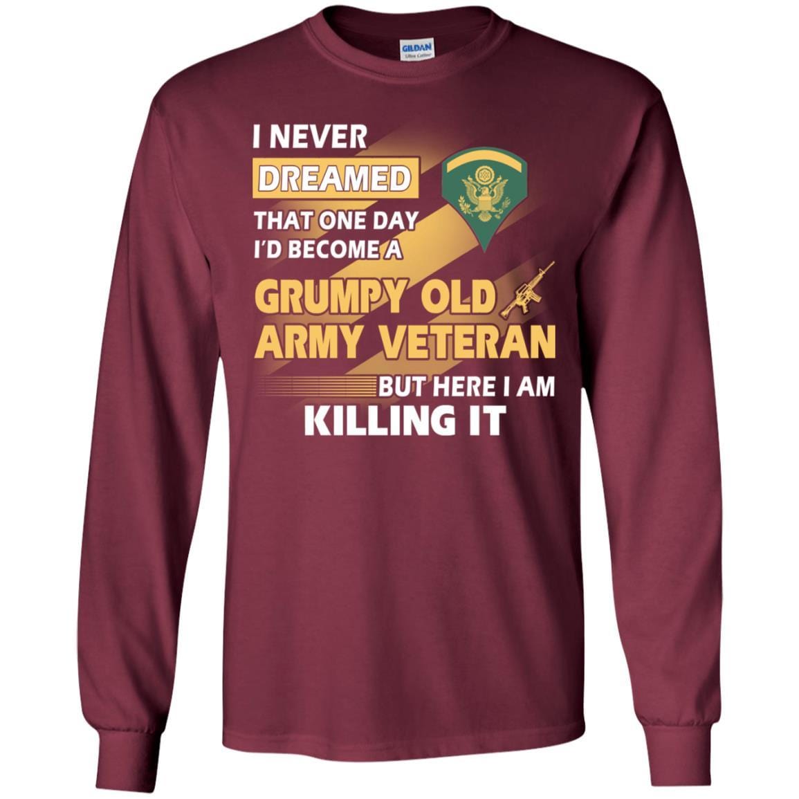 US Army T-Shirt "Grumpy Old Veteran" E-5 SPC(SP5) On Front-TShirt-Army-Veterans Nation