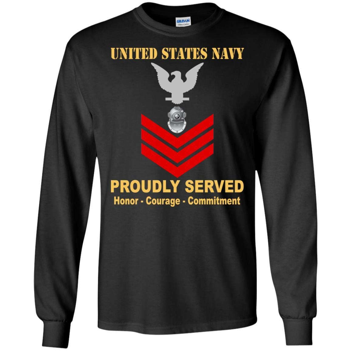 Navy Diver Navy ND E-6 Rating Badges Proudly Served T-Shirt For Men On Front-TShirt-Navy-Veterans Nation