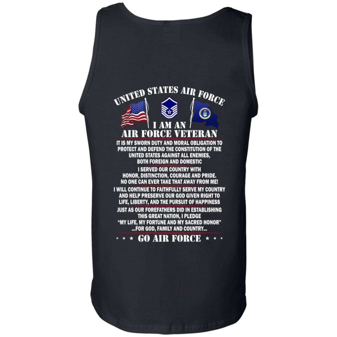 US Air Force E-7 Master Sergeant MSgt E7 Noncommissioned Officer Ranks AF Rank - Go Air Force T-Shirt On Back-TShirt-USAF-Veterans Nation