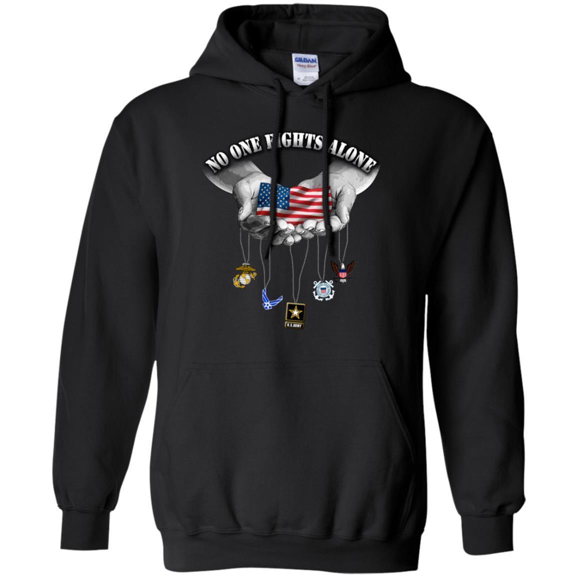 Military T-Shirt "US Arms Force No One Fights Alone On" Front-TShirt-General-Veterans Nation