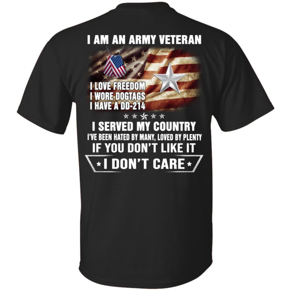 T-Shirt "I Am An Army Veteran" O-7 Brigadier General(BG)Rank On Back-TShirt-Army-Veterans Nation