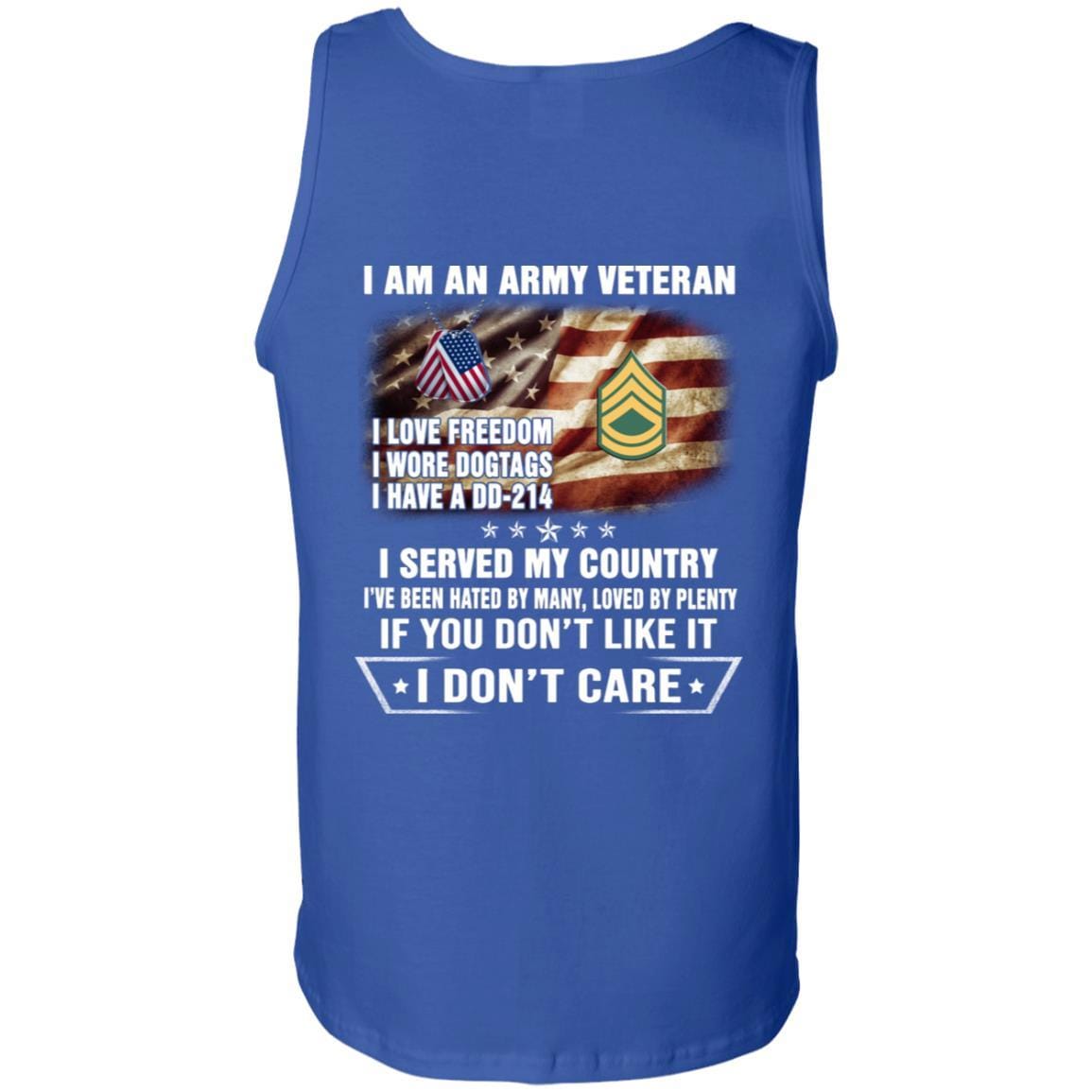 T-Shirt "I Am An Army Veteran" E-7 Sergeant First Class(SFC)Rank On Back-TShirt-Army-Veterans Nation