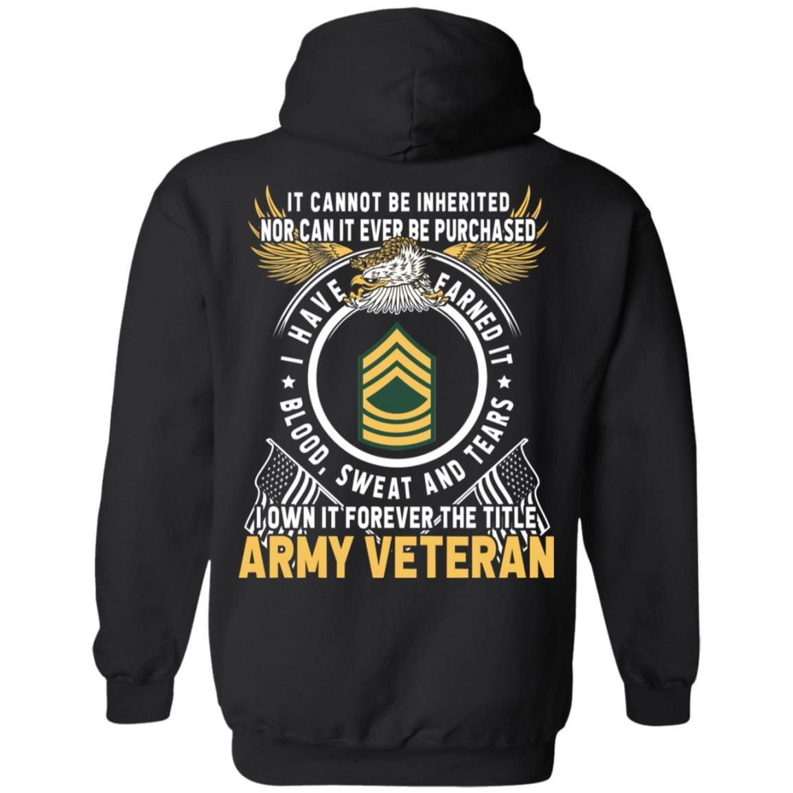 US Army E-8 Master Sergeant E8 MSG Noncommissioned Officer Ranks T-Shirt For Men On Back-TShirt-Army-Veterans Nation
