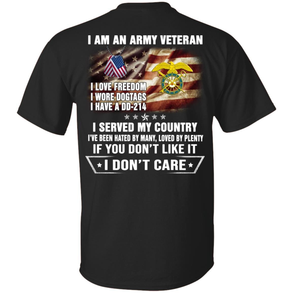 T-Shirt "I Am An Army Quartermaster Corps Veteran" On Back-TShirt-Army-Veterans Nation