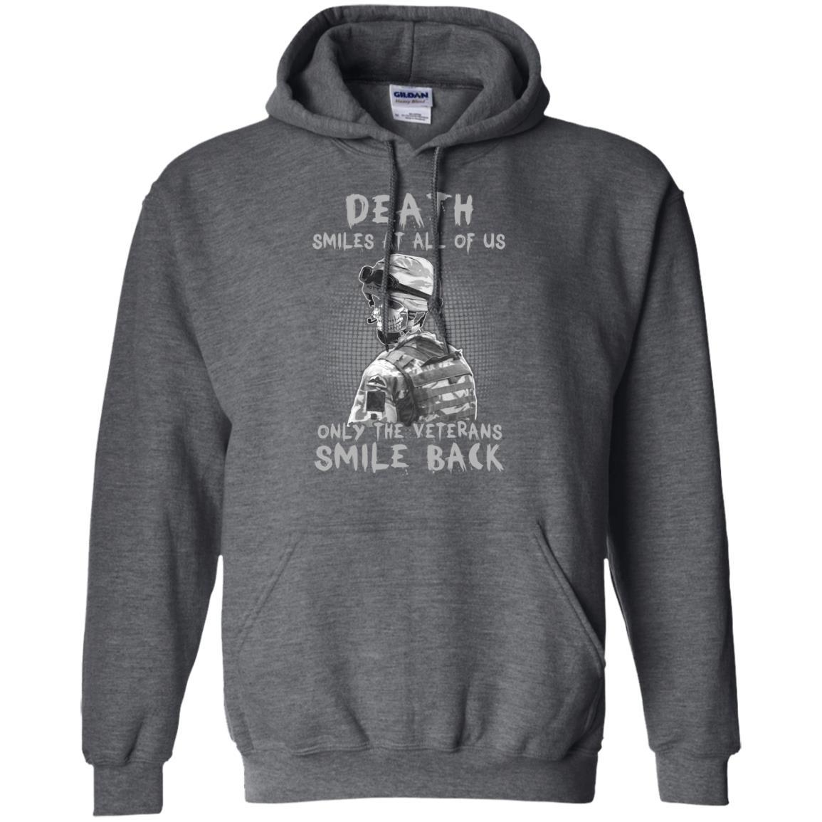 Military T-Shirt "Death Smiles At All Of Us - Only The Veterans Smile Back Men On" Front-TShirt-General-Veterans Nation