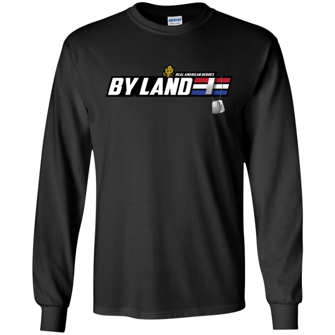 US Army T-Shirt "Real American Heroes By Land" O-2 First Lieutenant(1LT) On Front-TShirt-Army-Veterans Nation