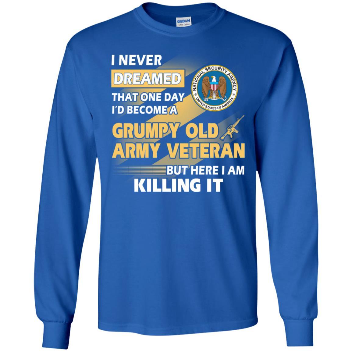 Military T-Shirt "U.S National Security Agency Grumpy Old Veteran On" Front-TShirt-General-Veterans Nation
