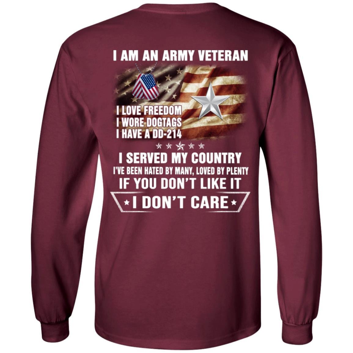 T-Shirt "I Am An Army Veteran" O-7 Brigadier General(BG)Rank On Back-TShirt-Army-Veterans Nation