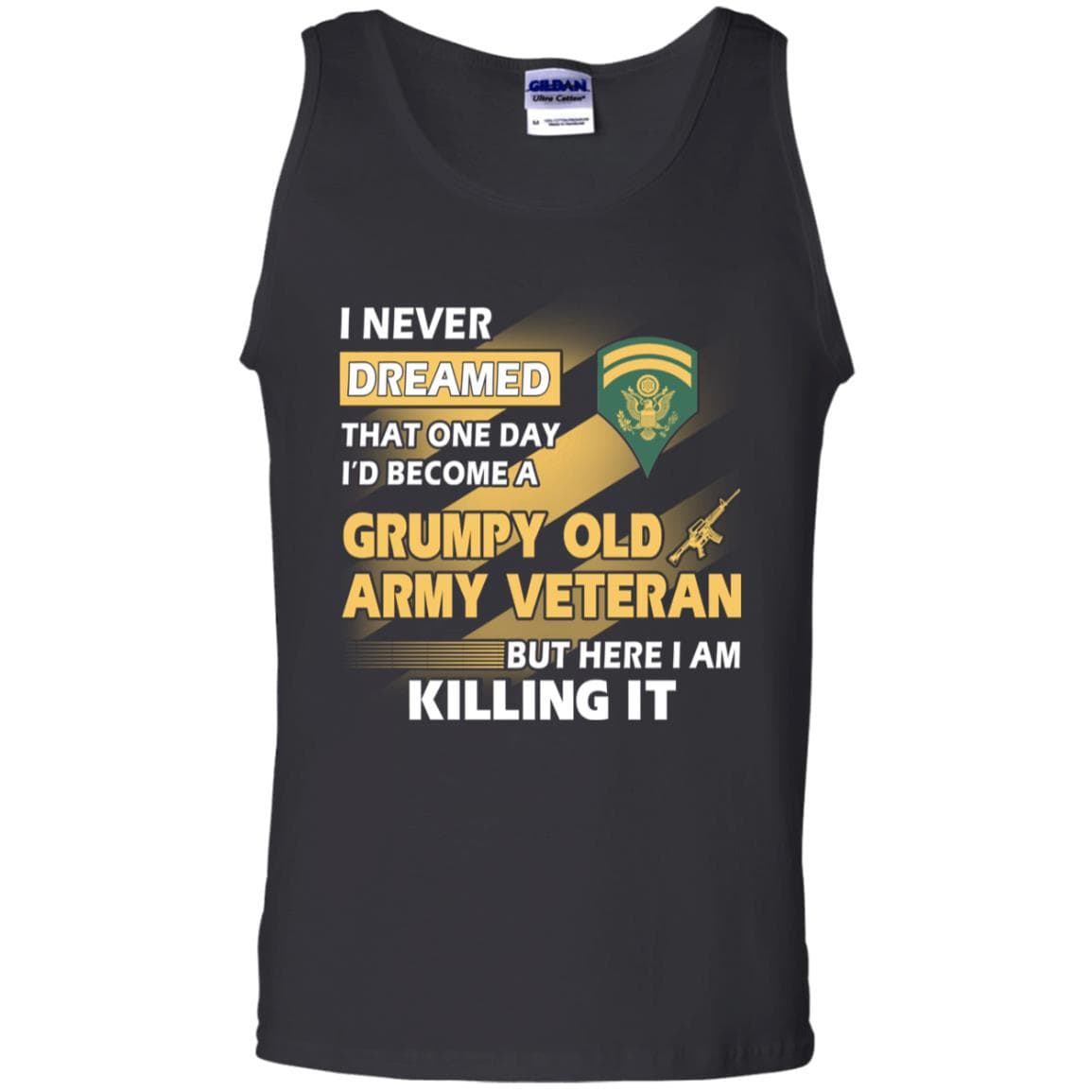 US Army T-Shirt "Grumpy Old Veteran" E-6 SPC(SP6) On Front-TShirt-Army-Veterans Nation