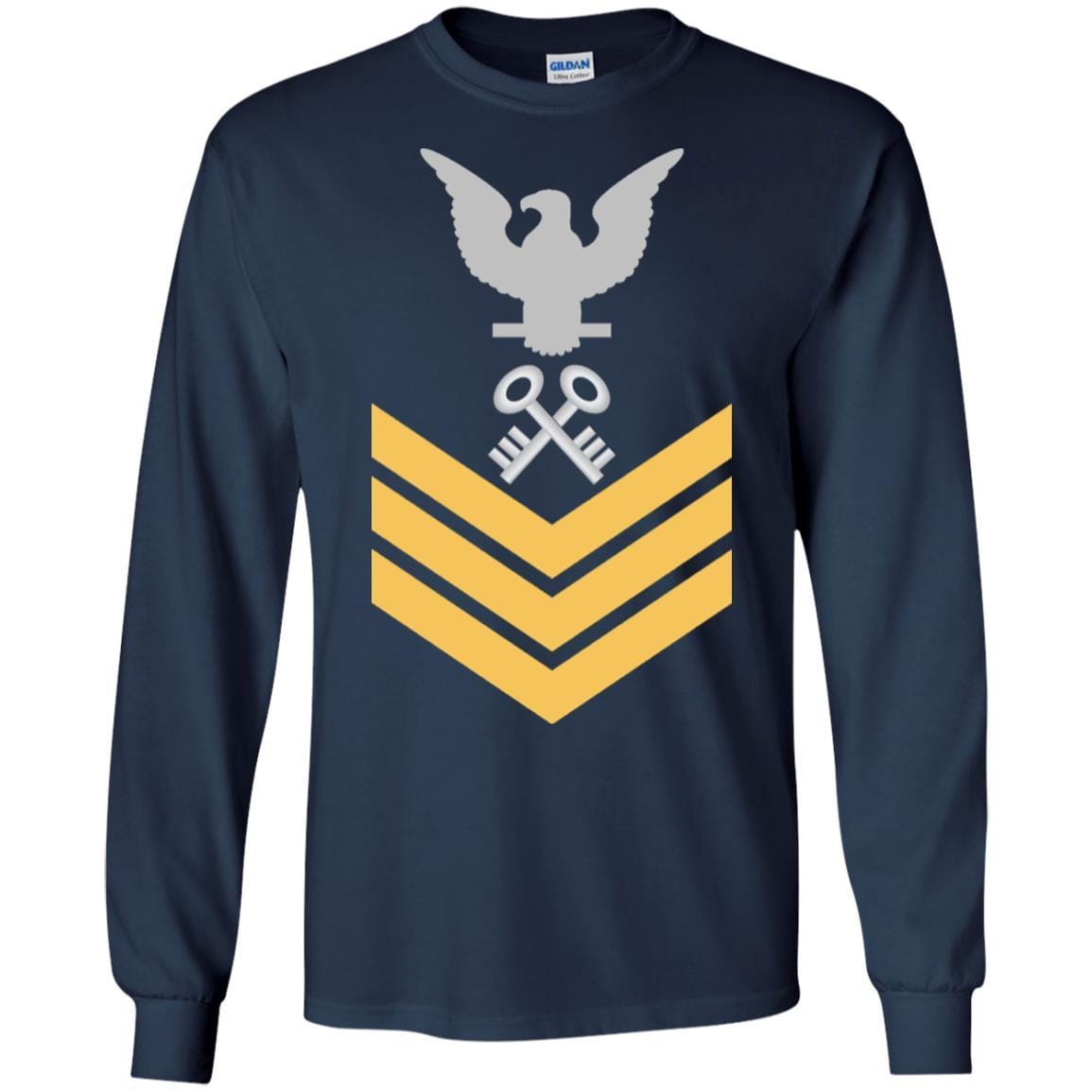Military T-Shirt "Navy Storekeeper Navy SK E-6 Rating Badges On" Front For Men-TShirt-General-Veterans Nation