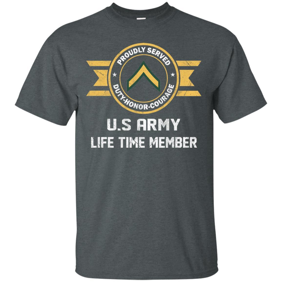 Life Time Member - Army E-2 PV2 E2 Private Second Class Ranks Men T Shirt On Front-TShirt-Army-Veterans Nation
