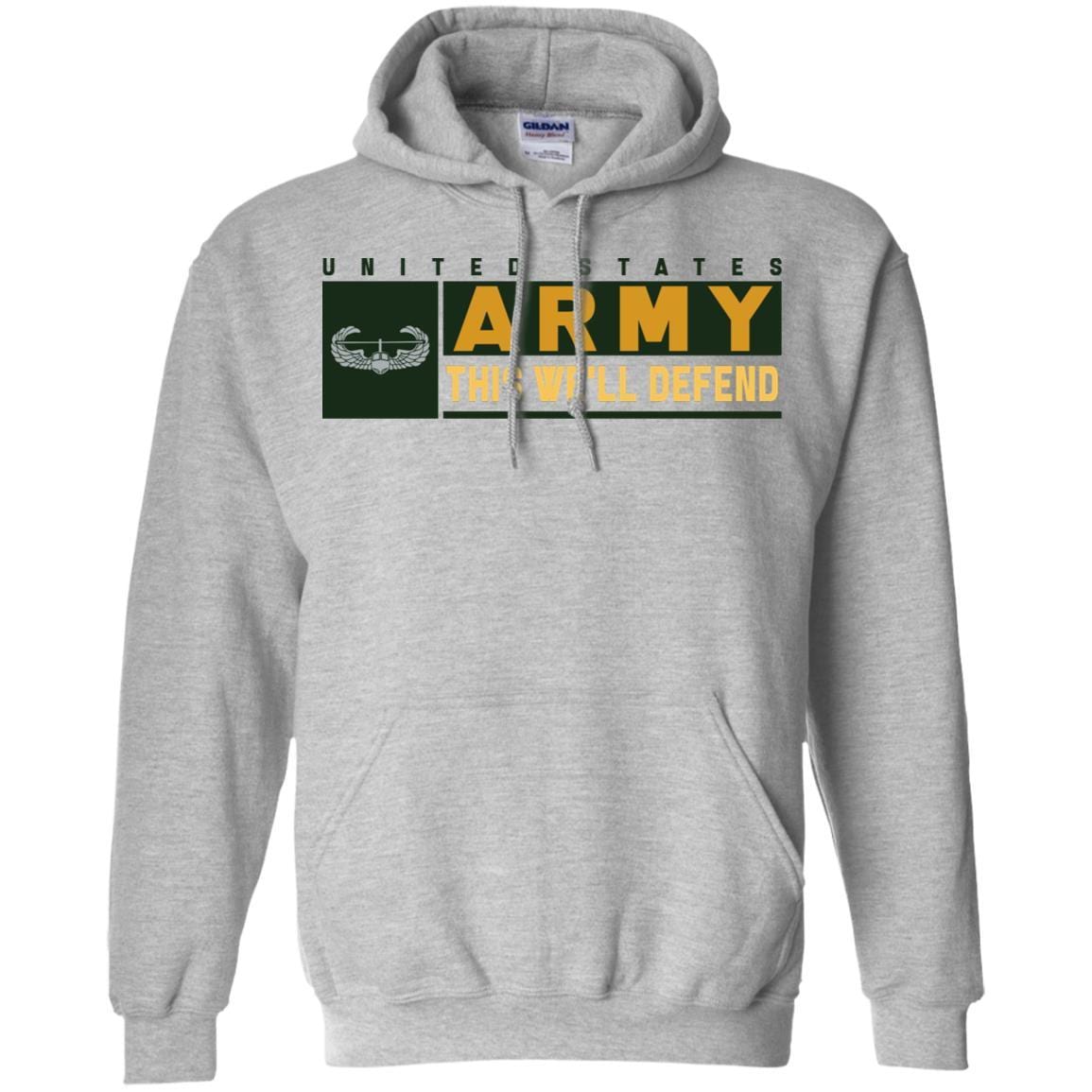 US Army Air Assault Wings Badge- This We'll Defend T-Shirt On Front For Men-TShirt-Army-Veterans Nation