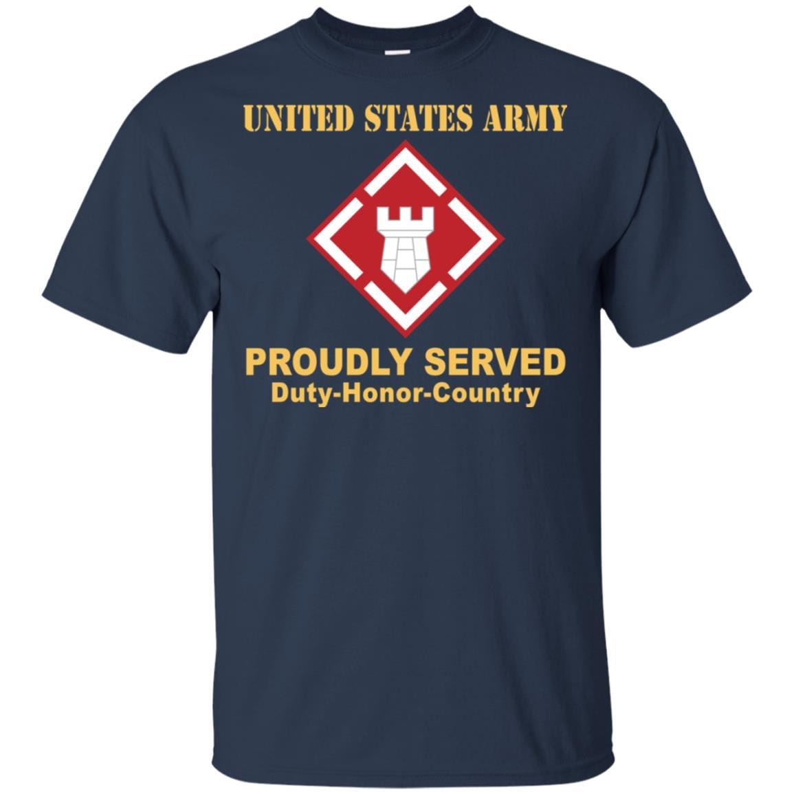US ARMY 20TH ENGINEER BRIGADE WITH AIRBORNE TAB- Proudly Served T-Shirt On Front For Men-TShirt-Army-Veterans Nation