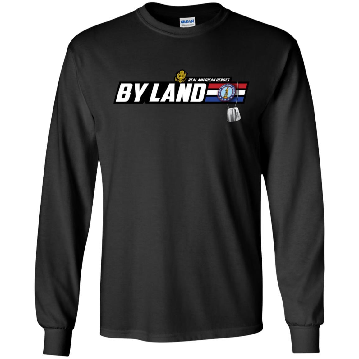 US Army T-Shirt "National Guard Real American Heroes By Land" On Front-TShirt-Army-Veterans Nation