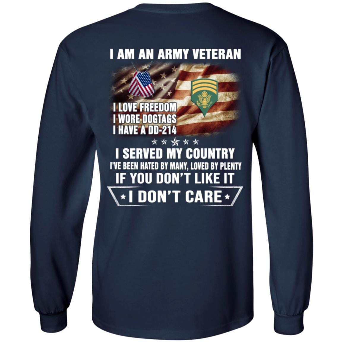 T-Shirt "I Am An Army Veteran" E-7 SPC(SP7)Rank On Back-TShirt-Army-Veterans Nation