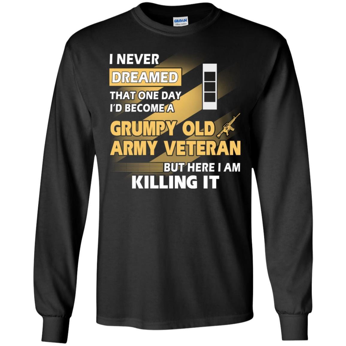 US Army T-Shirt "Grumpy Old Veteran" W-3 Chief Warrant Officer 3(CW3) On Front-TShirt-Army-Veterans Nation