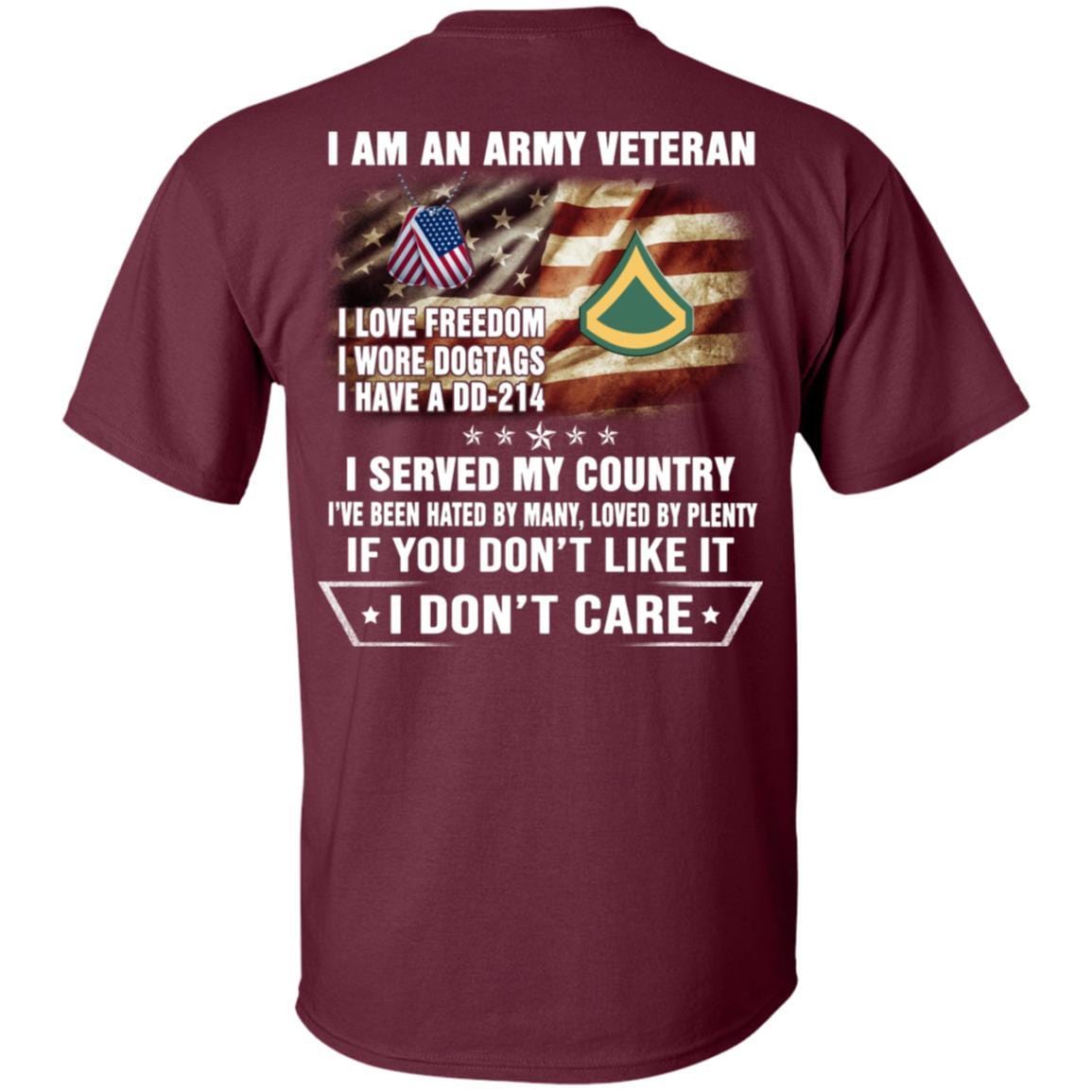 T-Shirt "I Am An Army Veteran" E-3 Private First Class(PFC)Rank On Back-TShirt-Army-Veterans Nation