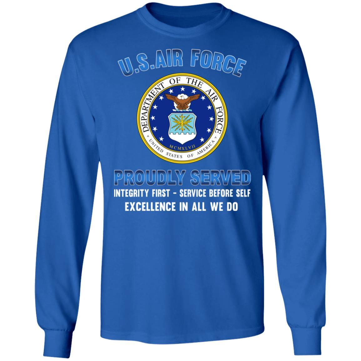 US Air Force Eagle Logo Proudly Served T-Shirt On Front-TShirt-USAF-Veterans Nation