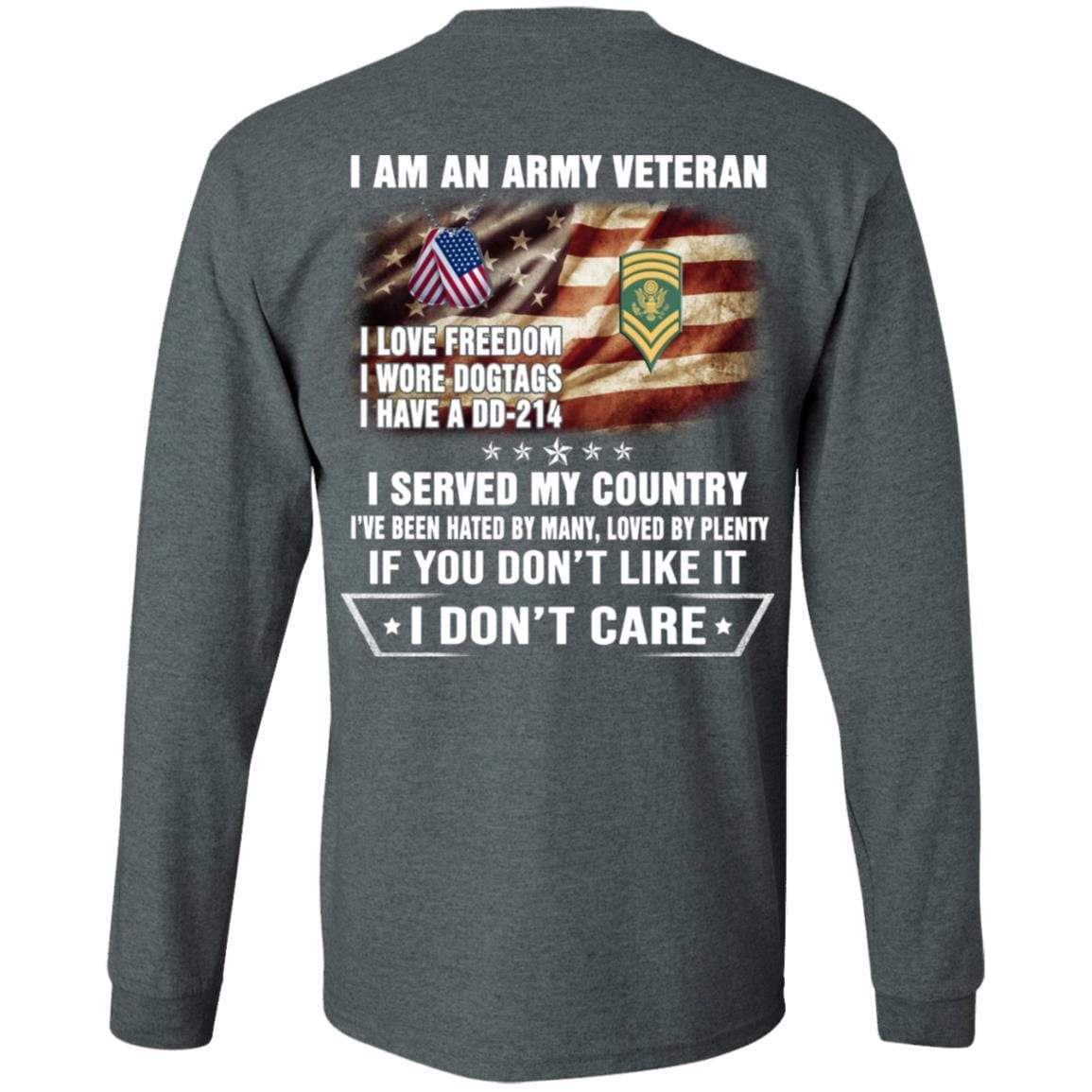 T-Shirt "I Am An Army Veteran" E-9 SPC(SP9)Rank On Back-TShirt-Army-Veterans Nation