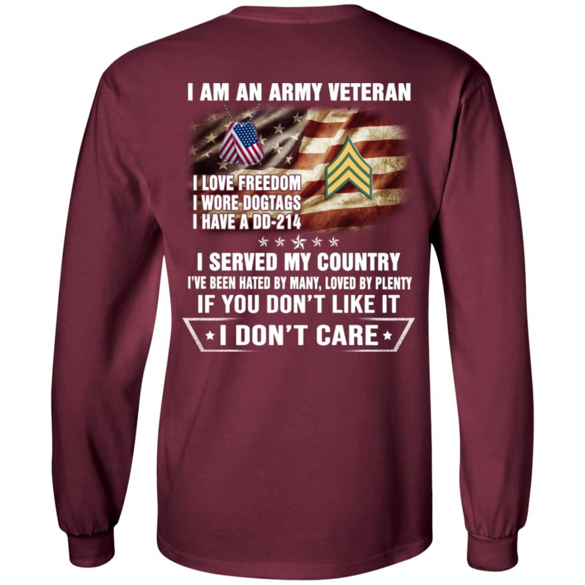 T-Shirt "I Am An Army Veteran" E-5 Sergeant(SGT)Rank On Back-TShirt-Army-Veterans Nation