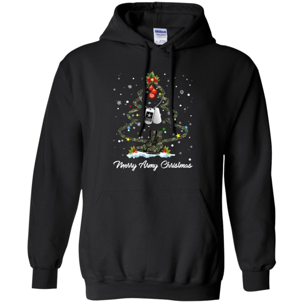 Merry Army Christmas T-Shirt For Men On Front-TShirt-Army-Veterans Nation