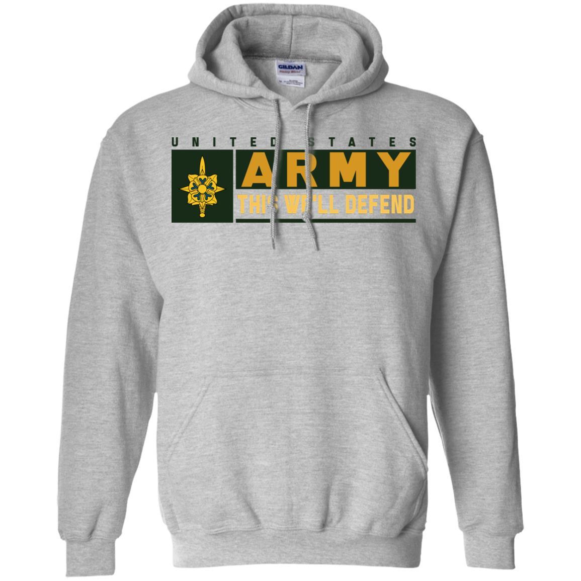 US Army Military Intelligence Branch- This We'll Defend T-Shirt On Front For Men-TShirt-Army-Veterans Nation