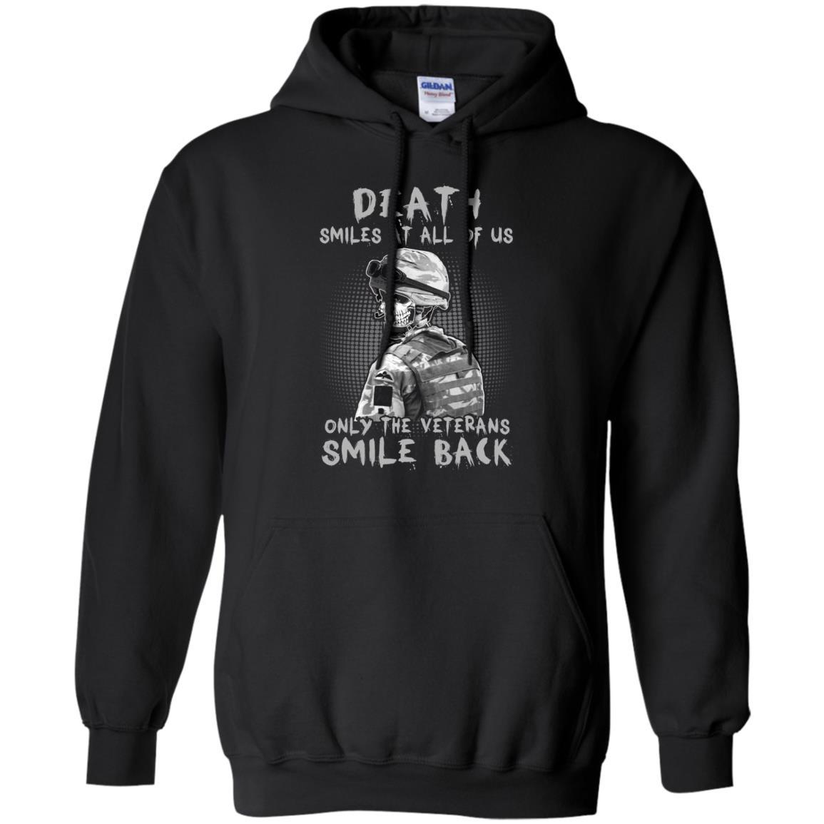 Military T-Shirt "Death Smiles At All Of Us - Only The Veterans Smile Back Men On" Front-TShirt-General-Veterans Nation