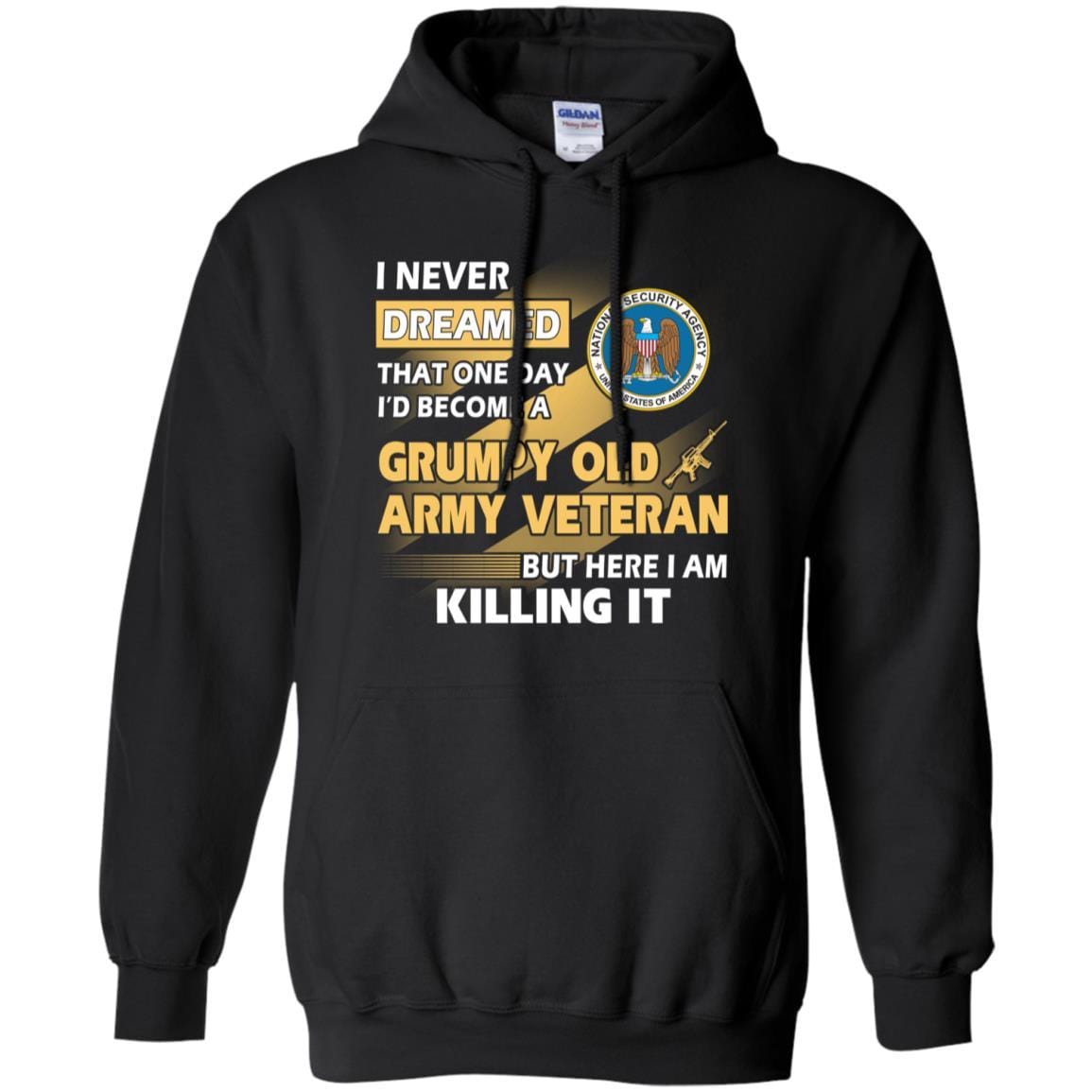 Military T-Shirt "U.S National Security Agency Grumpy Old Veteran On" Front-TShirt-General-Veterans Nation