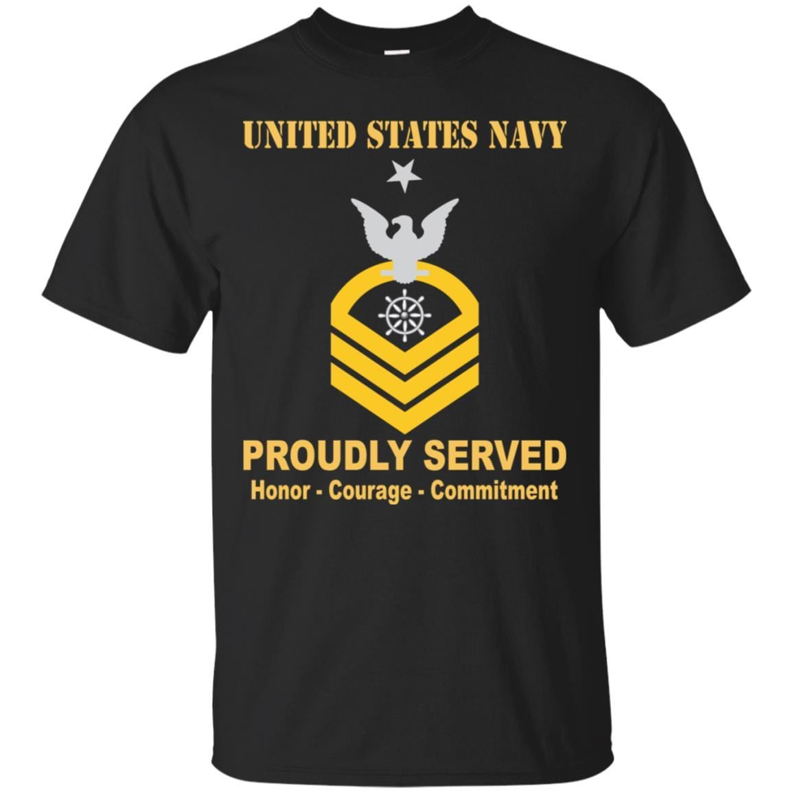 Navy Quartermaster Navy QM E-8 Rating Badges Proudly Served T-Shirt For Men On Front-TShirt-Navy-Veterans Nation