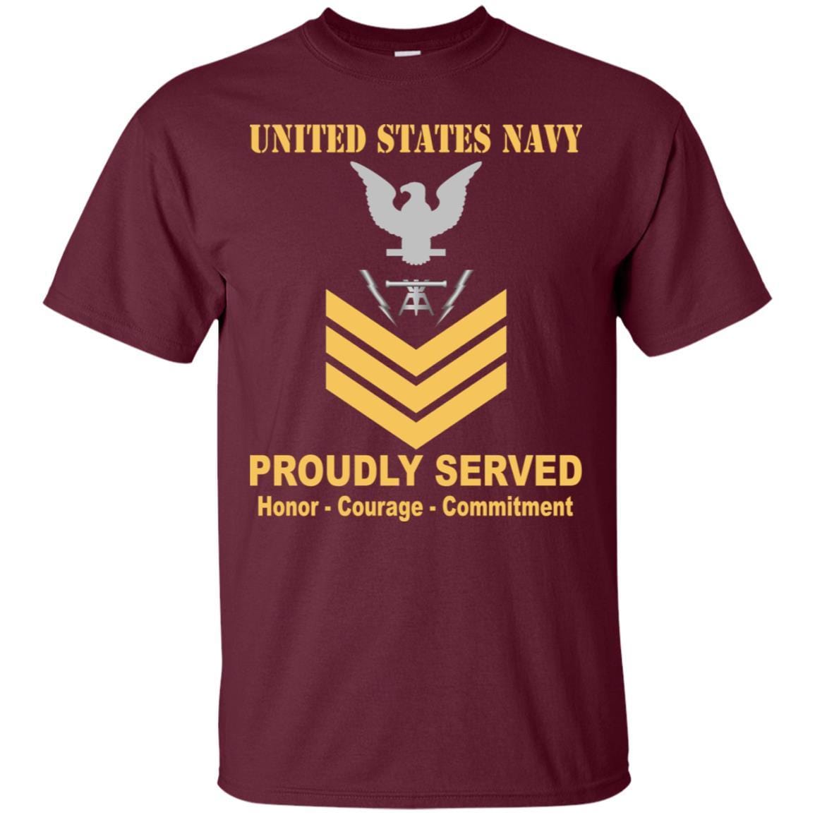 Navy Fire Controlman Navy FC E-6 Rating Badges Proudly Served T-Shirt For Men On Front-TShirt-Navy-Veterans Nation