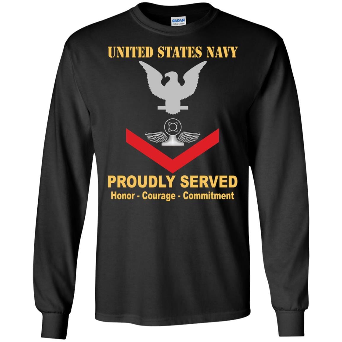 Navy Air Traffic Controller Navy AC E-4 Rating Badges Proudly Served T-Shirt For Men On Front-TShirt-Navy-Veterans Nation