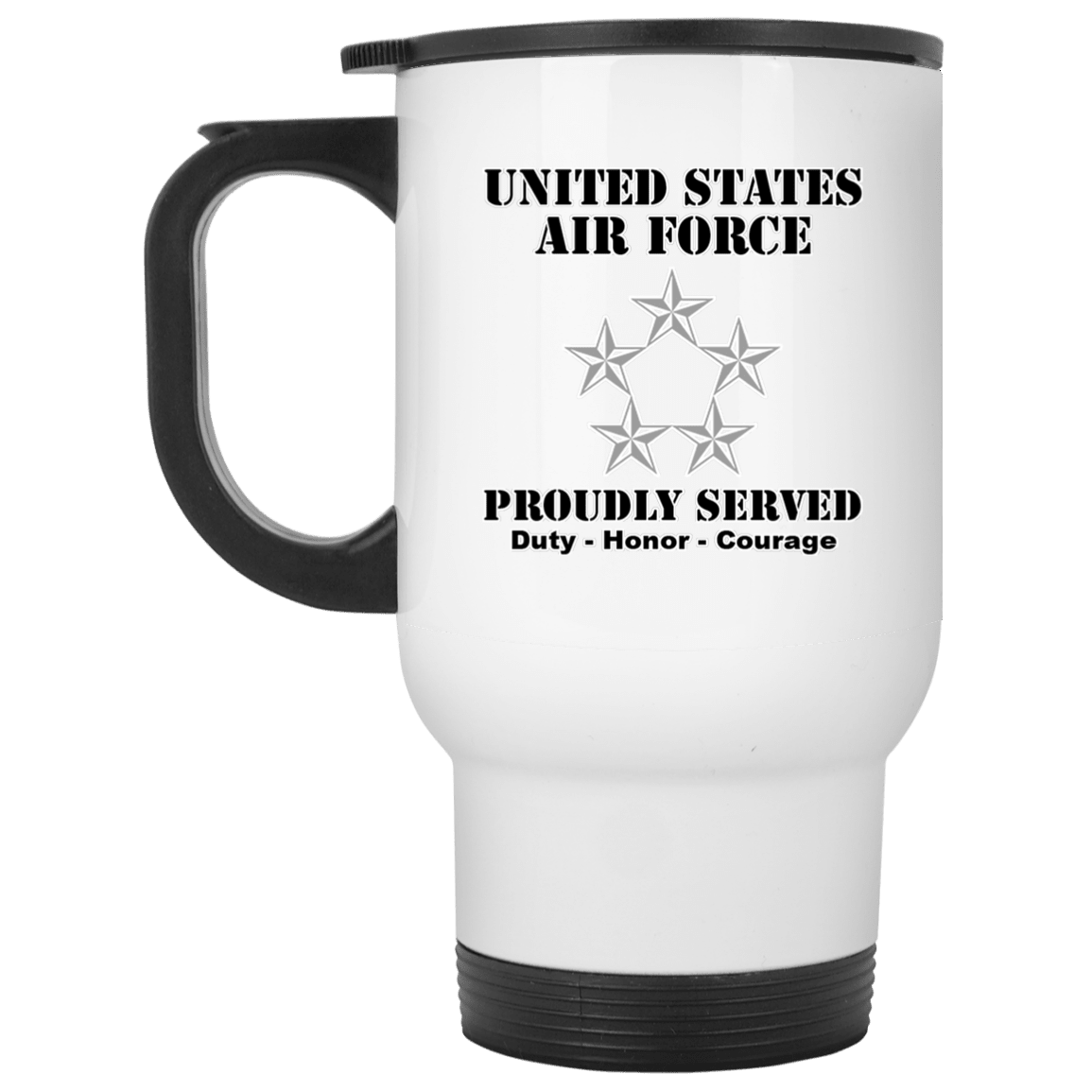 US Air Force O-10 General of the Air Force GAF O10 General Officer Ranks White Coffee Mug - Stainless Travel Mug-Mug-USAF-Ranks-Veterans Nation